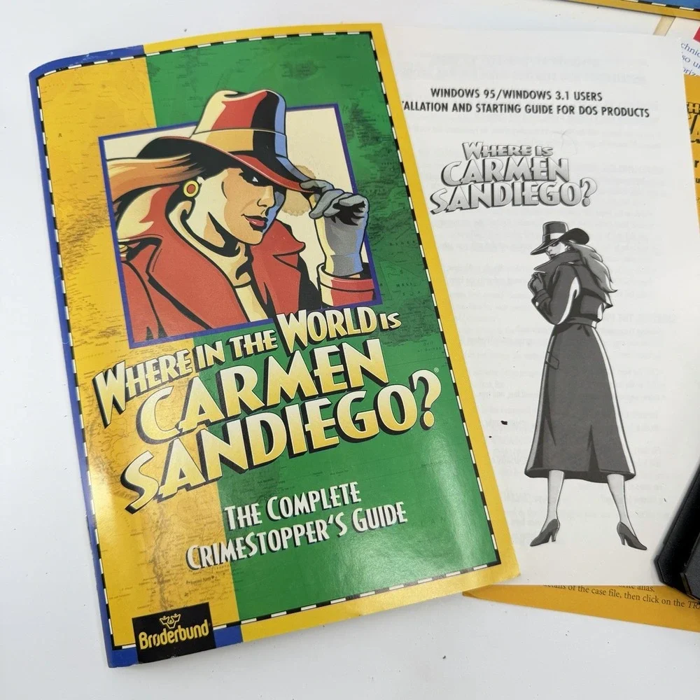 Where In The USA Is Carmen Sandiego Box Microsoft IBM PC 4 Floppy Disks Vtg‎